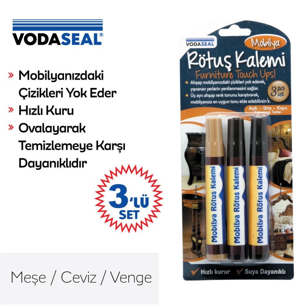 VODASEAL MOBILYA RÖTUS KALEMI 3LÜ SET - MESE-CEVIZ-VENGE